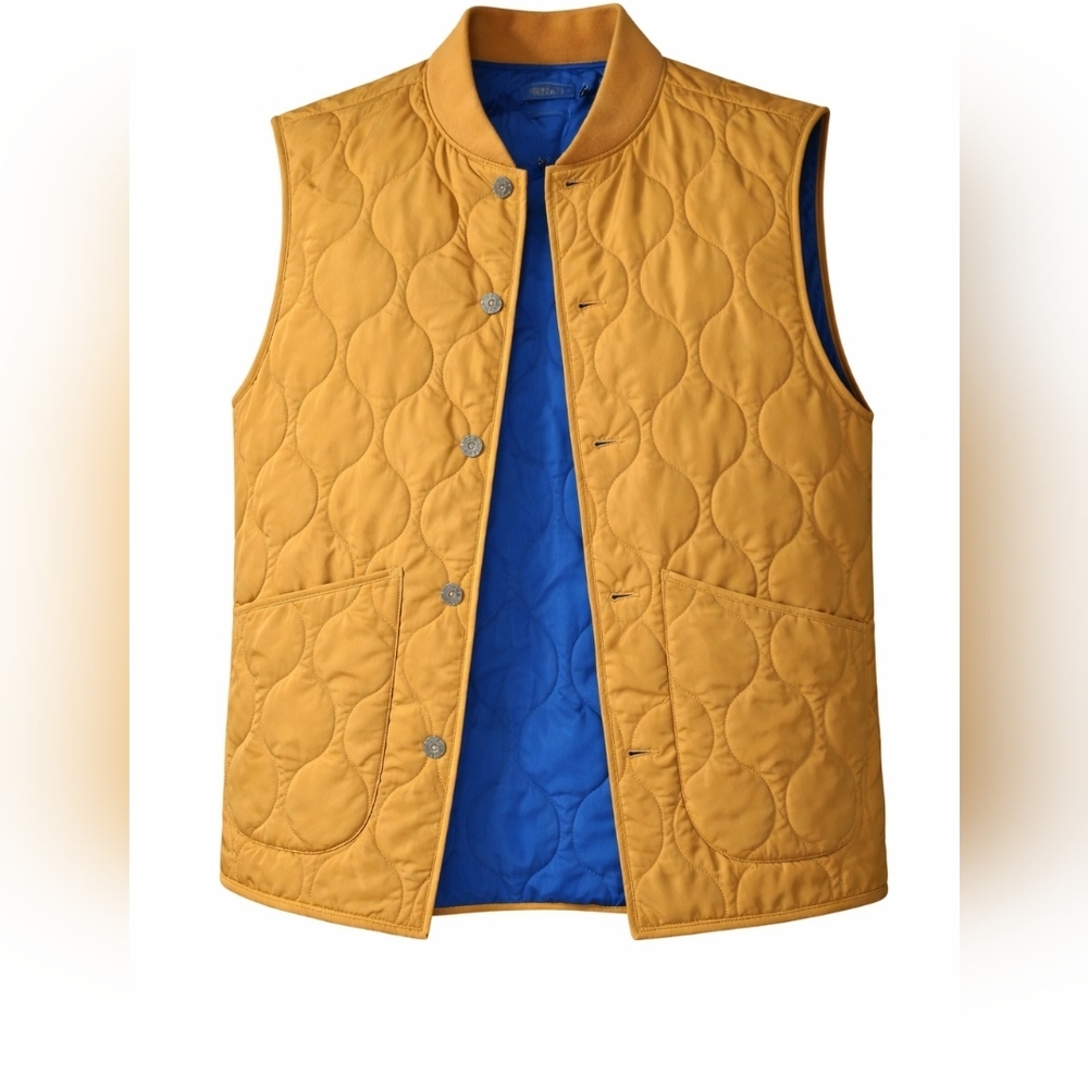 Men's Orange Quilted Vest with Blue Lining